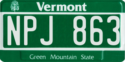 VT license plate NPJ863