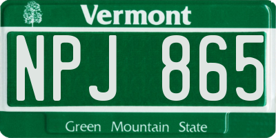 VT license plate NPJ865