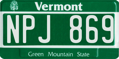 VT license plate NPJ869