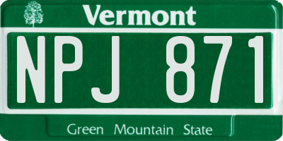 VT license plate NPJ871