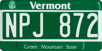 VT license plate NPJ872