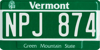 VT license plate NPJ874
