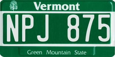 VT license plate NPJ875