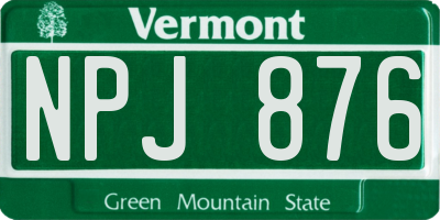 VT license plate NPJ876