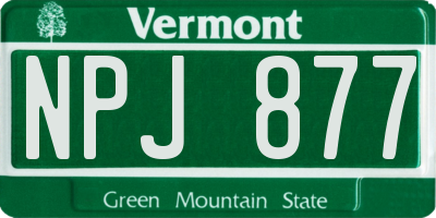 VT license plate NPJ877