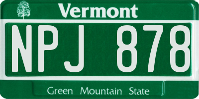 VT license plate NPJ878