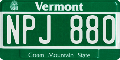 VT license plate NPJ880