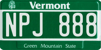 VT license plate NPJ888