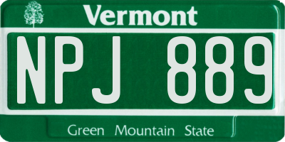 VT license plate NPJ889