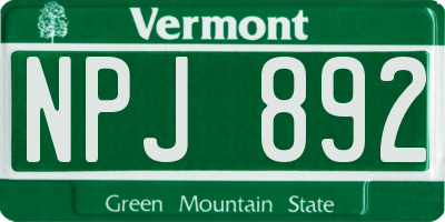 VT license plate NPJ892