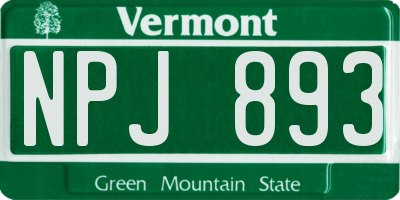 VT license plate NPJ893