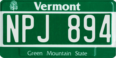 VT license plate NPJ894