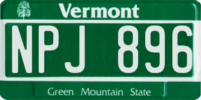 VT license plate NPJ896