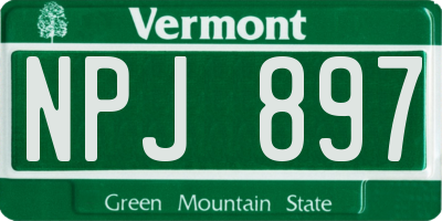 VT license plate NPJ897