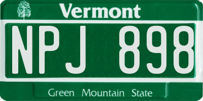 VT license plate NPJ898