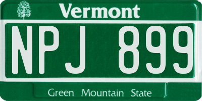 VT license plate NPJ899
