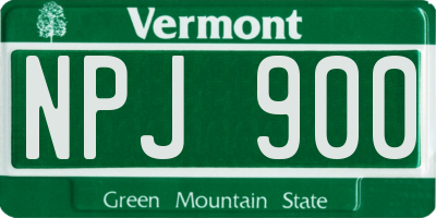 VT license plate NPJ900