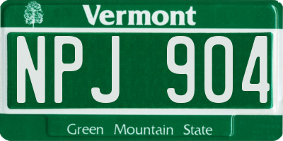 VT license plate NPJ904