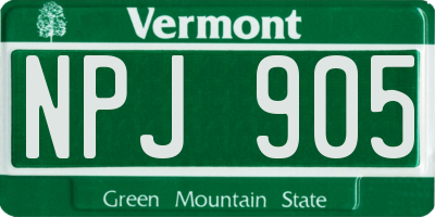 VT license plate NPJ905