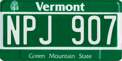 VT license plate NPJ907