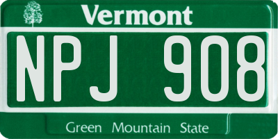 VT license plate NPJ908