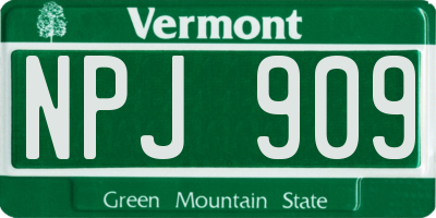 VT license plate NPJ909
