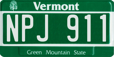 VT license plate NPJ911