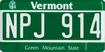 VT license plate NPJ914