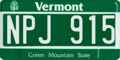 VT license plate NPJ915