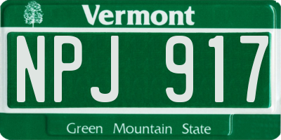 VT license plate NPJ917