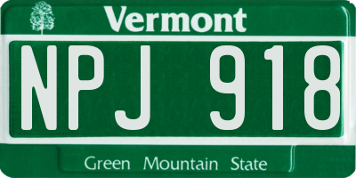 VT license plate NPJ918