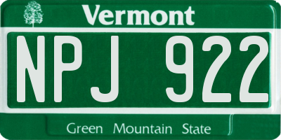 VT license plate NPJ922