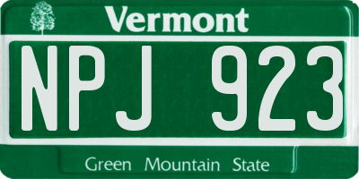 VT license plate NPJ923