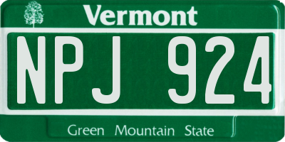 VT license plate NPJ924