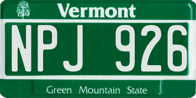 VT license plate NPJ926