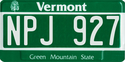 VT license plate NPJ927