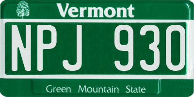 VT license plate NPJ930