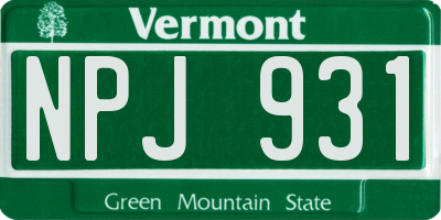VT license plate NPJ931