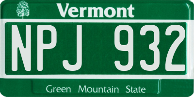VT license plate NPJ932
