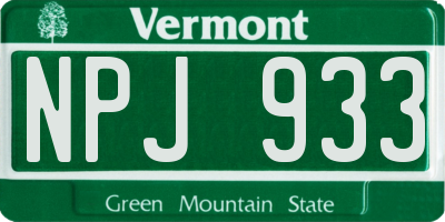 VT license plate NPJ933