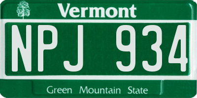 VT license plate NPJ934