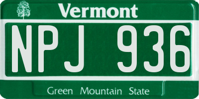 VT license plate NPJ936