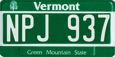 VT license plate NPJ937