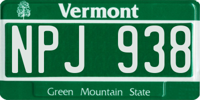 VT license plate NPJ938