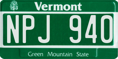 VT license plate NPJ940