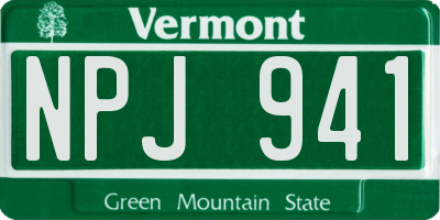 VT license plate NPJ941