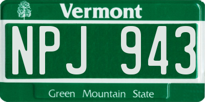 VT license plate NPJ943