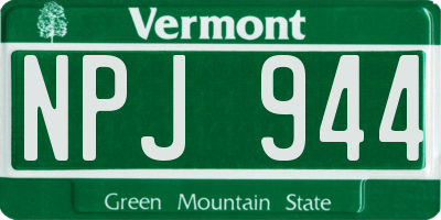 VT license plate NPJ944