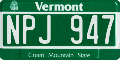 VT license plate NPJ947