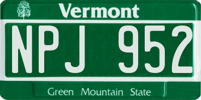 VT license plate NPJ952